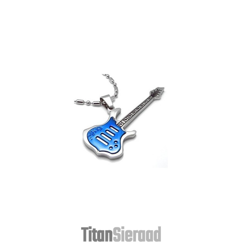 Man Hoge Kwaliteit Blauwe Gitaar Pure Titanium Ketting Hanger Man Hoge Kwaliteit Blauwe Gitaar Pure Titanium Ketting Hanger