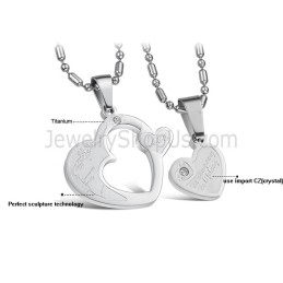 Titanium Zilveren Sweetheart Lovers Hangers Met Strass En Gratis Kettingen C600