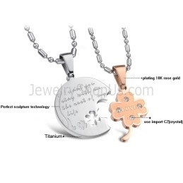 Titaniumzilver En Roségouden Bloemenhangers Met Strass-Steentjes En Gratis Kettingen C599