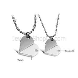 Titanium Zilveren Sweetheart Hangers Met Strass Steentjes En Gratis Kettingen 111