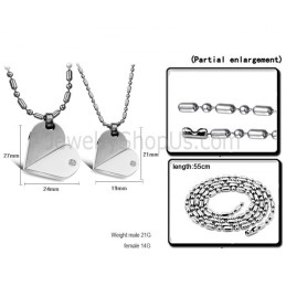 Titanium Zilveren Sweetheart Hangers Met Strass Steentjes En Gratis Kettingen 111