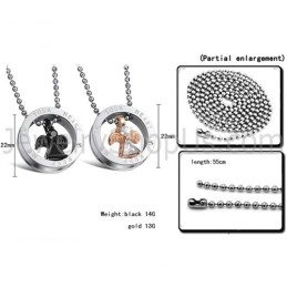 Zwarte En Roségouden Hoekige Titanium Hangers Met Strass En Gratis Kettingen Gx627