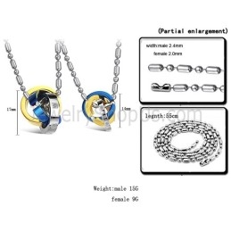Titanium Driekleurige Ringen Met Hangers, Strass Steentjes En Gratis Kettingen C642