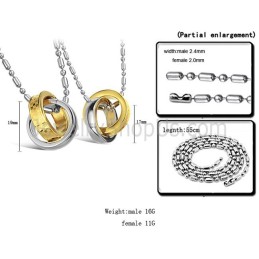 Titanium Ringen Van Goud En Zilver, Geliefdenhangers Met Gratis Kettingen C643