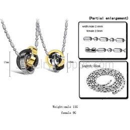 Titanium Driekleurige Ringen Met Hangers, Diamanten En Gratis Kettingen C642