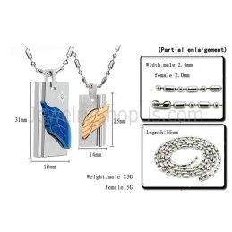 Titaniumblauwe En Roségouden Engelenhangers Met Strass-Steentjes En Gratis Kettingen C387