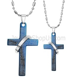 Titanium Blue Cross Bijbelliefhebbershangers Met Gratis Kettingen C287