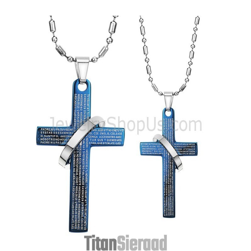 Titanium Blue Cross Bijbelliefhebbershangers Met Gratis Kettingen C287