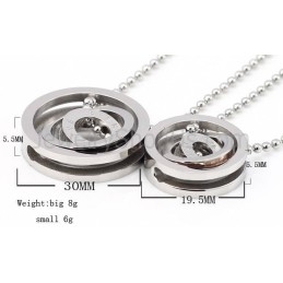 Titanium Zwart En Roségouden Ringen, Geliefdenhangers Met Gratis Kettingen C491