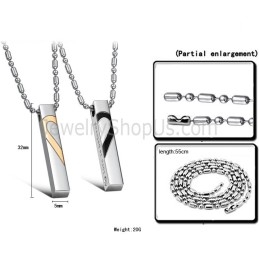 Titanium Roségoud En Zwarte Sweetheart Lovers-Hangers Met Gratis Kettingen C697