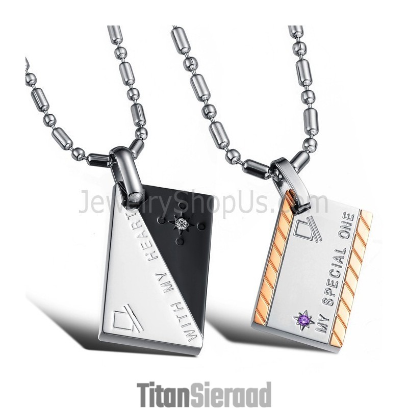 Titanium Roségouden Letter En Gratis Kettingen Rechthoekige Liefhebbers Hangers Met Strass Steentjes En Gratis Ketting C726 Titanium Roségouden Letter En Gratis Kettingen Rechthoekige Liefhebbers Hangers Met Strass Steentjes En Gratis Ketting C726