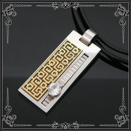Edele Glyph Edelsteen - Zuiver Titanium Kettinghanger Gratis Ketting