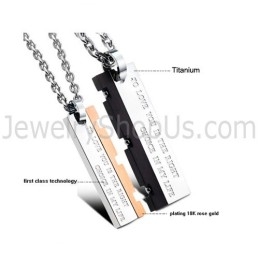 Titanium Roségoud En Zwarte Great Wall Lovers Hangers Met Gratis Kettingen C621