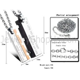 Titanium Roségoud En Zwarte Great Wall Lovers Hangers Met Gratis Kettingen C621
