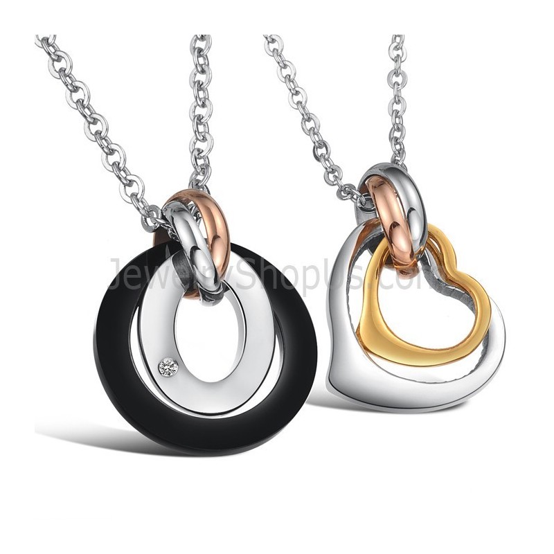 Titanium Ringen En Hangers Met Strass En Gratis Kettingen C606 Titanium Ringen En Hangers Met Strass En Gratis Kettingen C606