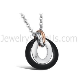 Titanium Ringen En Hangers Met Strass En Gratis Kettingen C606
