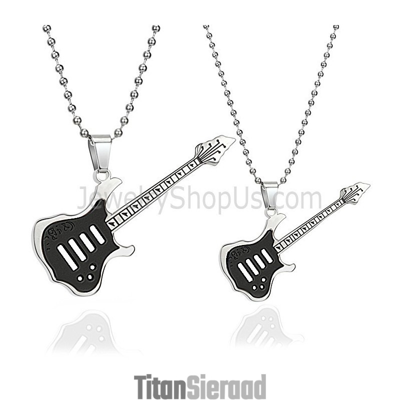 Titanium Zwarte Gitaarliefhebbers Hangers Met Gratis Kettingen C343