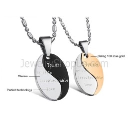 Titaniumzwart En Roségouden "You Are My Life Irreplaceable Love" Hangers Met Gratis Kettingen C628