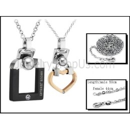 Titaniumzwart En Roségouden Hangers Met Strass-Steentjes En Gratis Kettingen C507