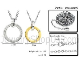 Titanium Zilveren En Gouden Ringen "Lock Our Love" Lovers-Hangers Met Diamanten En Gratis Kettingen C350
