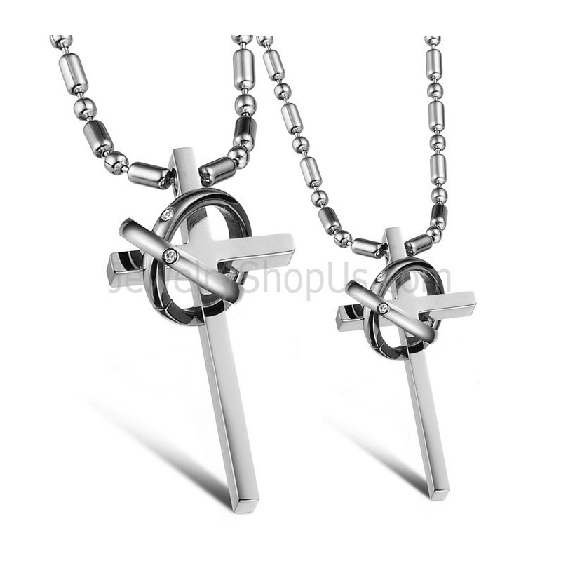 Titanium Zilveren Kruis Hangers Met Strass En Gratis Kettingen Gx724 Titanium Zilveren Kruis Hangers Met Strass En Gratis Kettingen Gx724