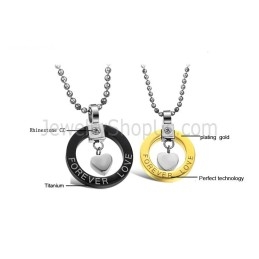 Titanium Zwart En Goud "Forever Love" Lovers Hangers Met Strass Steentjes En Gratis Kettingen 280