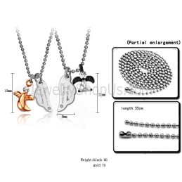 Titaniumzwart En Roségouden Hangers Met Strass-Steentjes En Gratis Kettingen C739