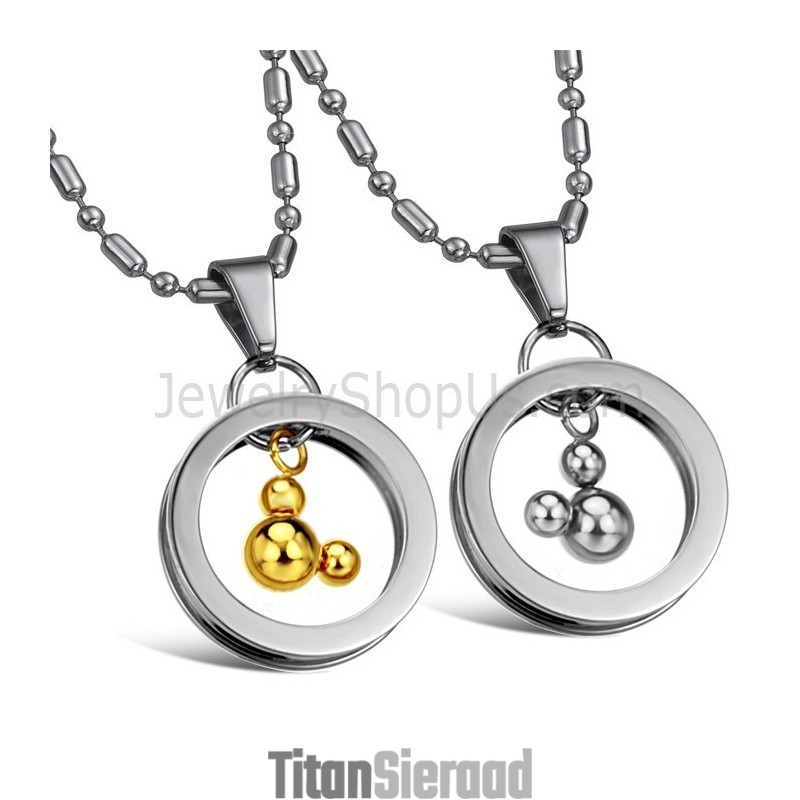 Titanium Zilveren En Gouden Mickey-Hangers Met Gratis Kettingen 264