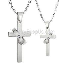 Titanium Zilveren Kruis Hangers Met Gratis Kettingen 136