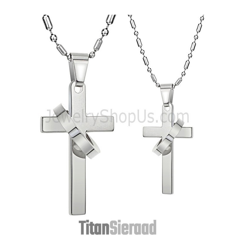Titanium Zilveren Kruis Hangers Met Gratis Kettingen 136