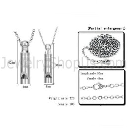 Titanium Zilveren Lovers Fluitje Hangers Met Gratis Kettingen 205