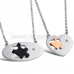 Titanium Ellipse En Sweetheart Lovers Hangers Met Strass En Gratis Kettingen C732