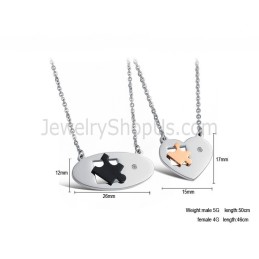 Titanium Ellipse En Sweetheart Lovers Hangers Met Strass En Gratis Kettingen C732