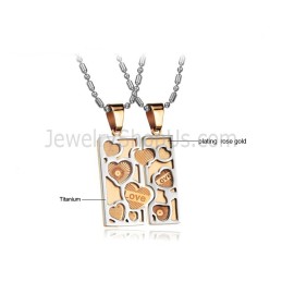 Titanium Roségouden Liefdespuzzelhangers Met Kettingen C733