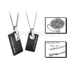 Titanium Zwarte Rechthoekige Lovers Hangers Met Gratis Kettingen 291