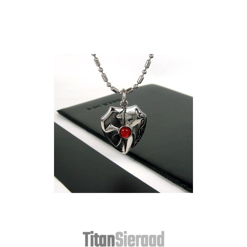 Man Shield Echte Rode Agaat Pure Titanium Hanger Ketting Cadeau 4596 Man Shield Echte Rode Agaat Pure Titanium Hanger Ketting Cadeau 4596