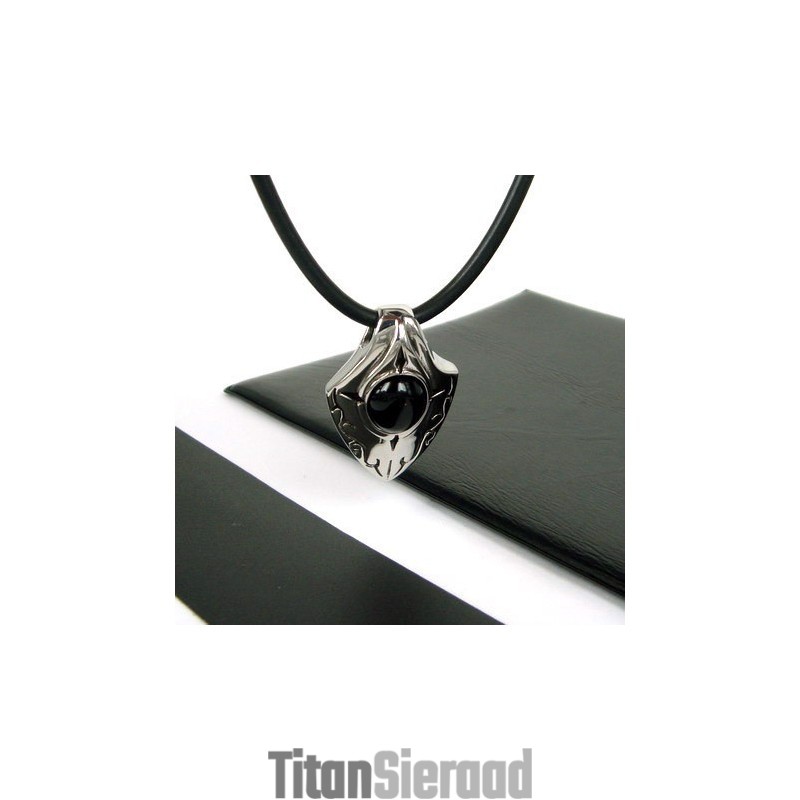 Man Shield Zwarte Agaat Pure Titanium Hanger Cadeau Man Shield Zwarte Agaat Pure Titanium Hanger Cadeau