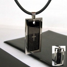 Unieke Man Black Cross Bijbel Pure Titanium Hanger
