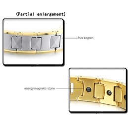 Wolfraam Hoogglans Magnetische Energie Gezondheidsarmband Planten 18K Goud C940