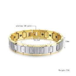 Wolfraam Hoogglans Magnetische Energie Gezondheidsarmband Planten 18K Goud C940