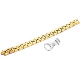 Wolfraam Hoogglans Magnetische Energie Gezondheidsarmband Planten 18K Goud C940