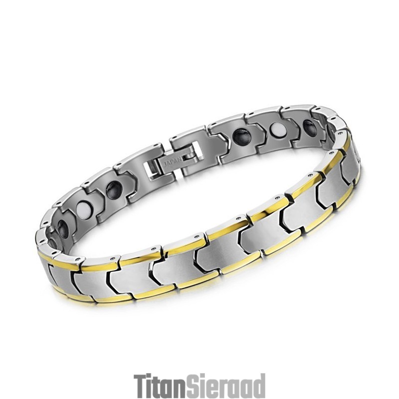 Armband Van Wolfraamzilver Met Tarweschakel En Plating Van 18 Karaat Goud C933 Armband Van Wolfraamzilver Met Tarweschakel En Plating Van 18 Karaat Goud C933