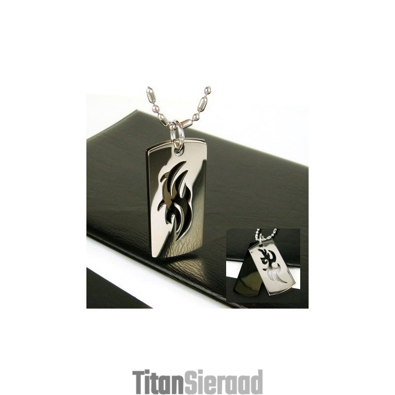 Man 2-Laags Symbool Puur Titanium Kettinghanger Gratis Ketting Man 2-Laags Symbool Puur Titanium Kettinghanger Gratis Ketting
