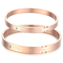 Tatanium Roségouden Armbanden Voor Koppels Met Strass Steentjes C710