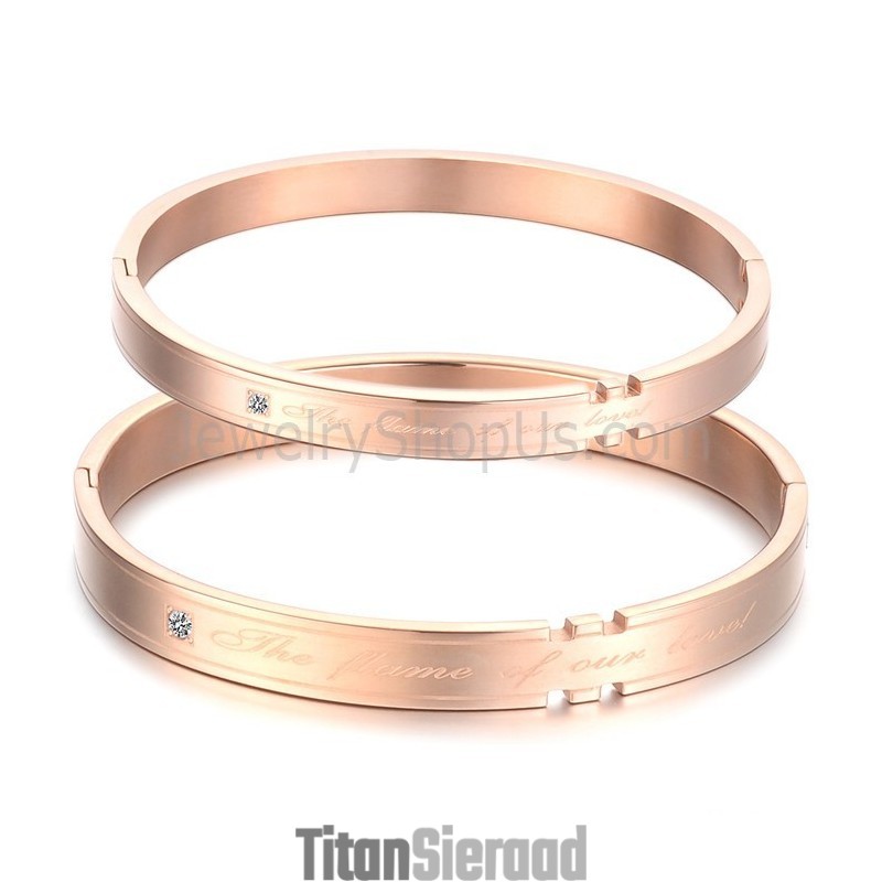 Tatanium Roségouden Armbanden Voor Koppels Met Strass Steentjes C710