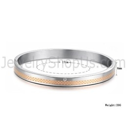 Tatanium Roségouden En Zwarte Rasterpaar-Bangles Met Strass-Steentjes C746