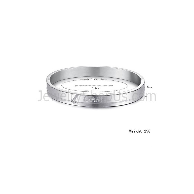 Tatanium "Love" Paar Armbanden Met Strass Steentjes C874 Tatanium "Love" Paar Armbanden Met Strass Steentjes C874