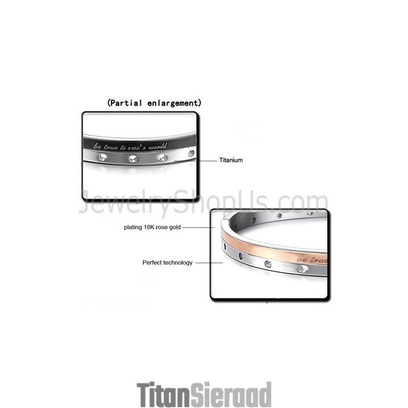Tatanium Roségoud En Zwarte "Be True To One'S World" Armbanden Voor Koppels Met Ronde Gaten C868 Tatanium Roségoud En Zwarte "Be True To One'S World" Armbanden Voor Koppels Met Ronde Gaten C868