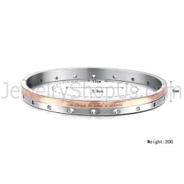 Tatanium Roségoud En Zwarte "Be True To One'S World" Armbanden Voor Koppels Met Ronde Gaten C868