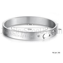 Tatanium "Footprints Of Love" Armbanden Voor Koppels Met Holle Voetafdrukken En Strass Steentjes C850